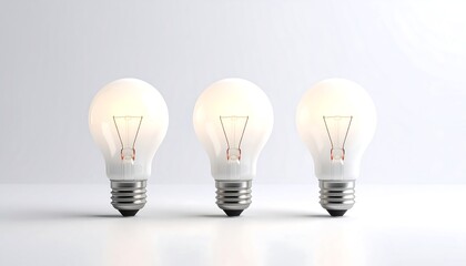 Three Glowing Lightbulbs with Ideas.