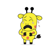 Cute Crying Giraffe Cartoon Character – Vector Illustration 3