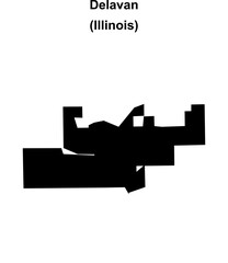 Delavan (Illinois) blank outline map
