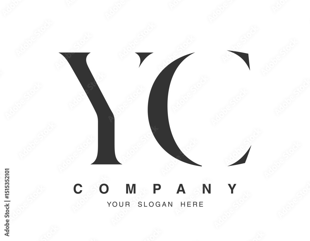 Fototapete yc logo design. initial letter y and c serif font style. creative classic company name typography. t