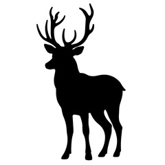 Silhouette of a deer with antlers for wildlife and nature concept