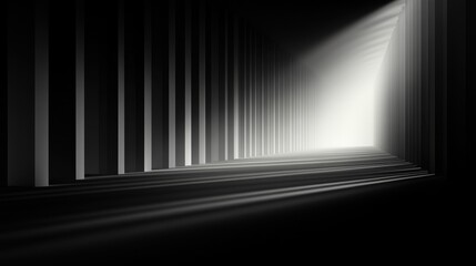 Fototapeta premium A black and white of a light coming through a tunnel