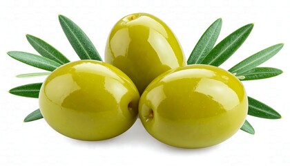 Green Olives with Leaves.