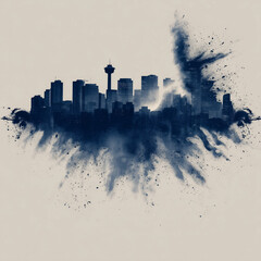 Fototapeta premium calgary, illustration, kanada, stadt, silhouetten, silhouette, abendrot, himmel, ortsbild, bauwerk, architektur, vektor, sonnenaufgang, städtisch, down town, abbildung, sonne, hochhaus, emporragen, la