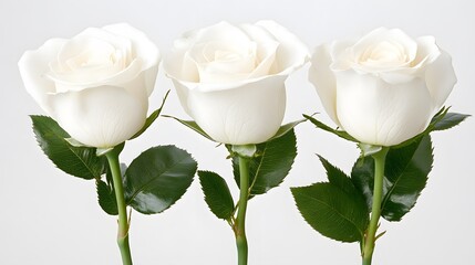 Obraz premium Three Elegant White Roses Close Up Photography