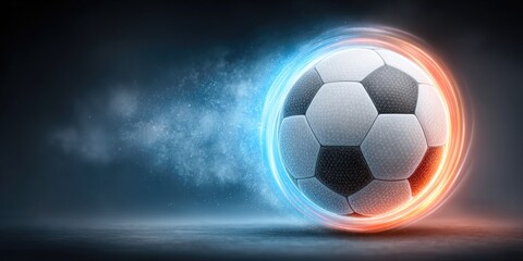 Fototapeta premium Soccer Ball with Blue and Orange Motion Effect