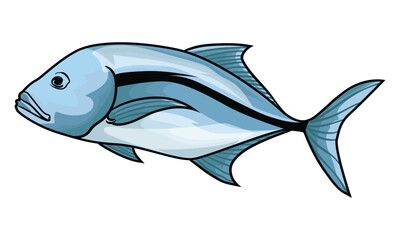 Giant Trevally with white background separately