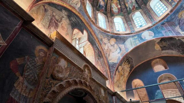 A view from the Kariye Mosque (The Chora Church ) in Istanbul, Turkey. This structure is one of the most visited places in the country.