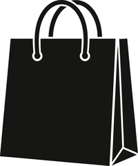 Solid Black Shopping Bag Icon, Simple Minimalist Retail and Commerce Symbol isolated on transparent background AI Generative