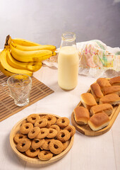 Breakfast table, a simple but delicious breakfast table. Selective focus.