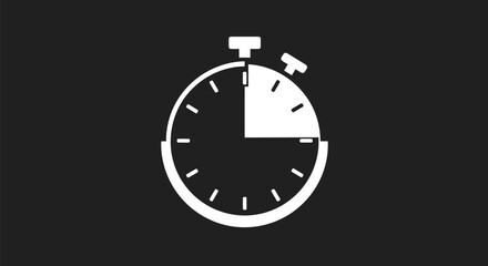 Outline Stopwatch Icon on Black Background, Simple Minimalist Time Measurement Symbol AI Generative