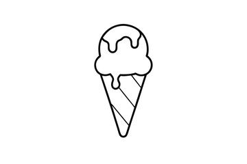 Delicious ice cream cone line art illustration