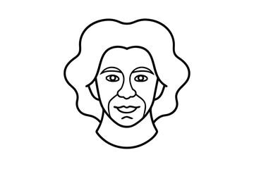 Line art portrait of a person with curly hair