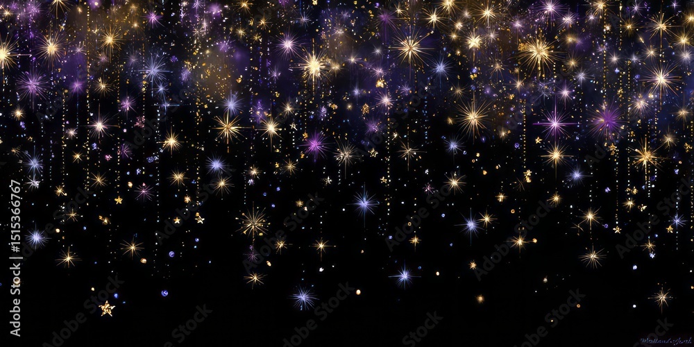 Poster brilliant cosmic display of shimmering stars in a deep space setting with abstract patterns