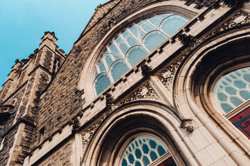 detail of the facade of a church