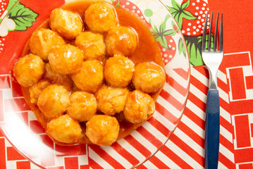 Gnocchi, a delicious dish of gnocchi stuffed with mozzarella. Selective focus.