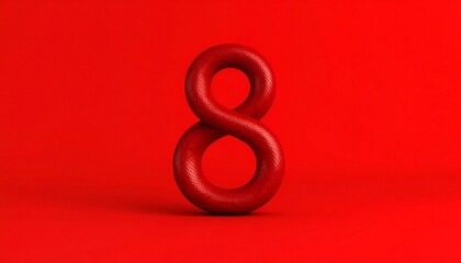 Obraz premium Red 8 with infinity loop, and 3D render.
