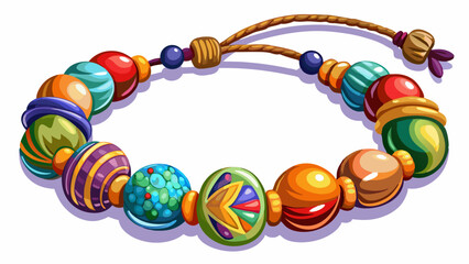 Vibrant beaded bracelet in boho style featuring colorful natural stones and adjustable knot, captured on white surface. Artistic handcrafted accessory for expressing free spirit and individuality.

