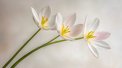 Three Delicate White Flowers Soft Bloom Trio Botanical