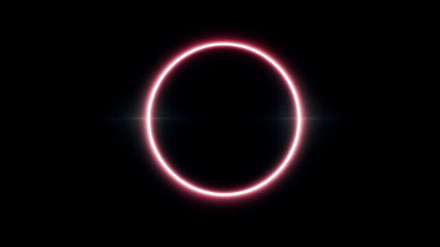 Glowing Neon Circle in Darkness