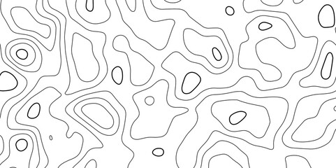 Abstract topographic map contour, white background and black wave lines pattern texture. geographic contour map grid backdrop paper texture. terrain path isolated on a background.	