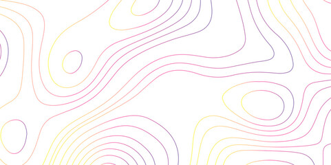 Abstract topographic map contour, white background and colorful wave lines pattern texture. geographic contour map grid backdrop paper texture. terrain path isolated on a background.