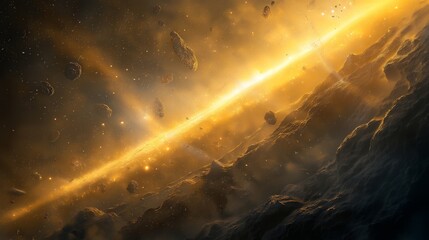 dark cosmic gold abstract background with glitter