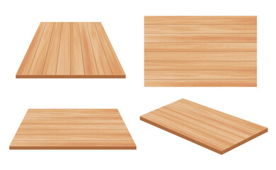 Realistic vector wood background. Top view and perspective wooden table or floor. Wood texture with stripes. Abstract cover EPS10