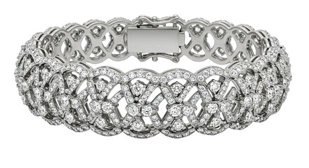 Obraz premium Diamond-studded bracelet with intense shine and realistic texture, luxury jewelry,