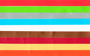 Colorful horizontal paper stripes pattern with natural texture. Abstract background .