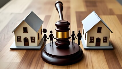 Illustration of Divorce and Divided Household

