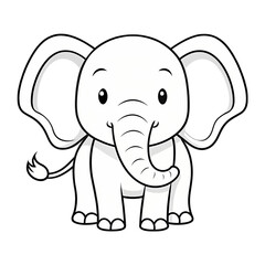 Naklejka premium Cute Cartoon Elephant Drawing Printable Coloring Page