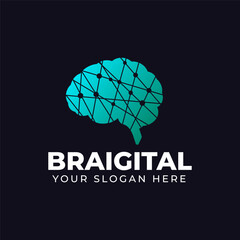brain logo, brain tech logo, brain technology logo, brain ai logo, digital brain logo