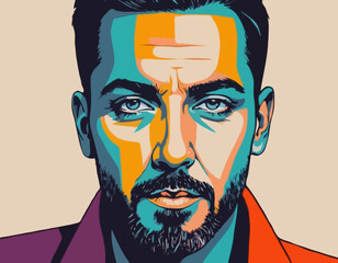 Abstract Artistic Portrait of a Man with Bold Colors and Textures