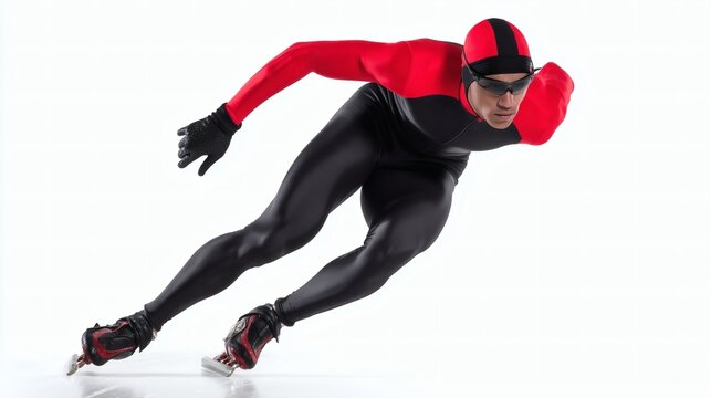 Male speed skater, Dynamic ice skating pose, Intense sport action
