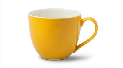 An empty yellow mug placed on a clean white background.






