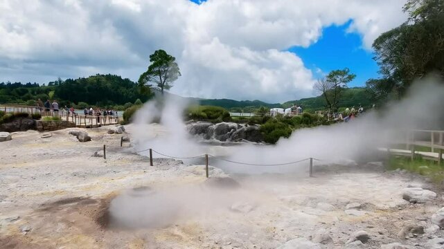 Furnas Fumarolas on Sao Miguel Island in the Azores archipelago
