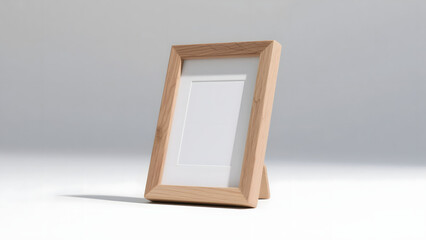 Scandinavian wooden photo frame on white background