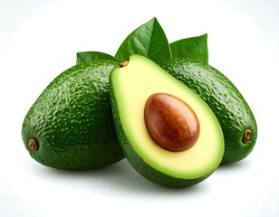 Fresh avocados with leaves
