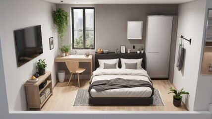 Interior of a small bedroom