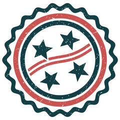 Patriotic Star Seal Distressed Vintage Design Element