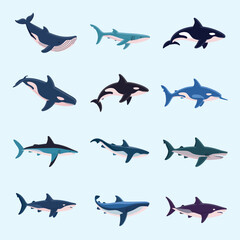 illustrations vector design for sea beach marine creatures icon sword tail fish design items
