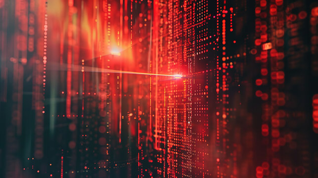 Abstract digital background featuring binary code and AI algorithms running in layers, symbolizing data processing, machine learning, and the complexity of artificial intelligence systems