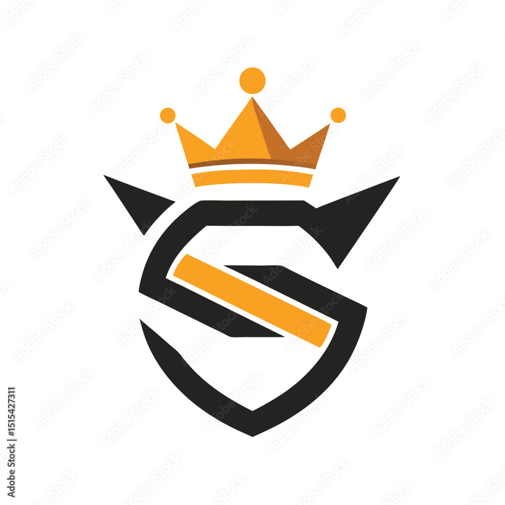 Aufkleber elegant logo design featuring a crown and initials cs in gold and silver tones on a dark background 