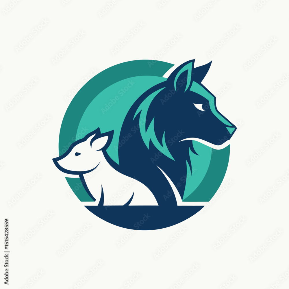 Leinwandbilder stylized wolf logo design featuring a dynamic outline and vibrant colors suitable for branding and g