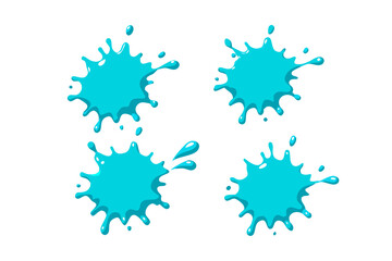 Vibrant Cyan Paint Splatter Four Oceanic Blots Design Element