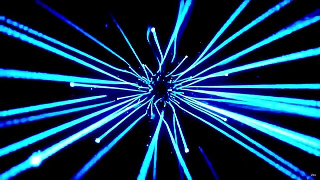 Futuristic Neon Blue Lines Converging Animation on Dark Background