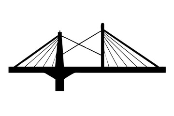 Fototapeta premium High-Quality Silhouette of a Cable-Stayed Bridge Vector Illustration