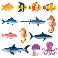 Obraz premium illustrations vector design for sea beach marine creatures icon sword tail fish design items 