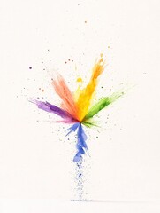 Vibrant Rainbow Ink Explosion on White Background